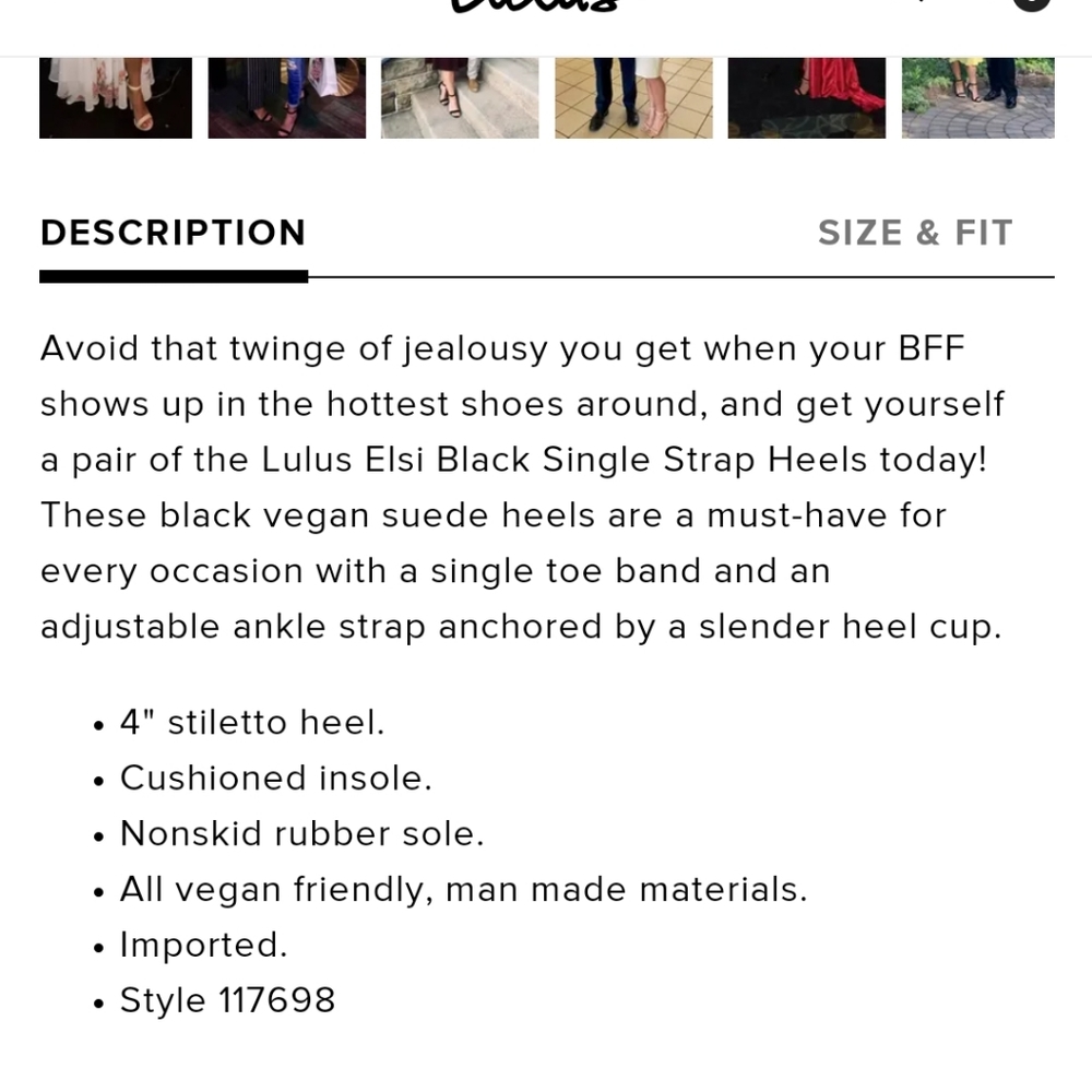 *NEW* Lulu's Black Vegan Suede Heels, single strap - Picture 12 of 12